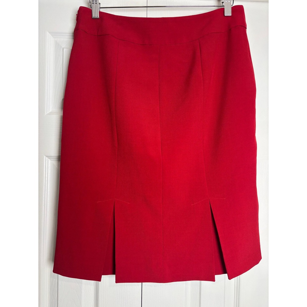 Kasper Red Pencil Skirt Size 8 Knee Length Pleated Hem Professional Career - Picture 3 of 7